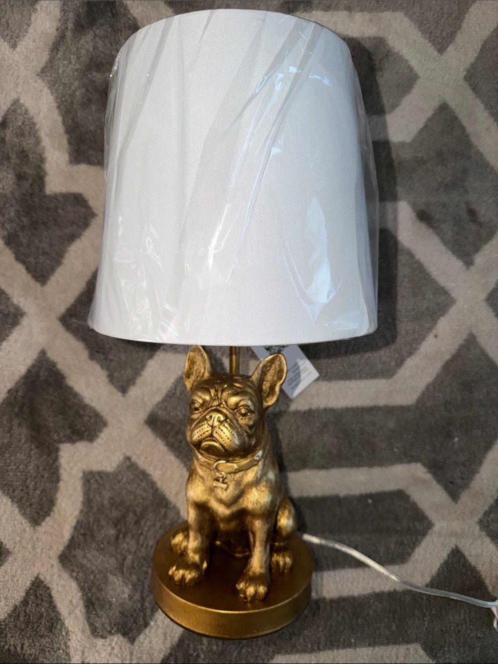 19” gold French bull dog lamp / NEW